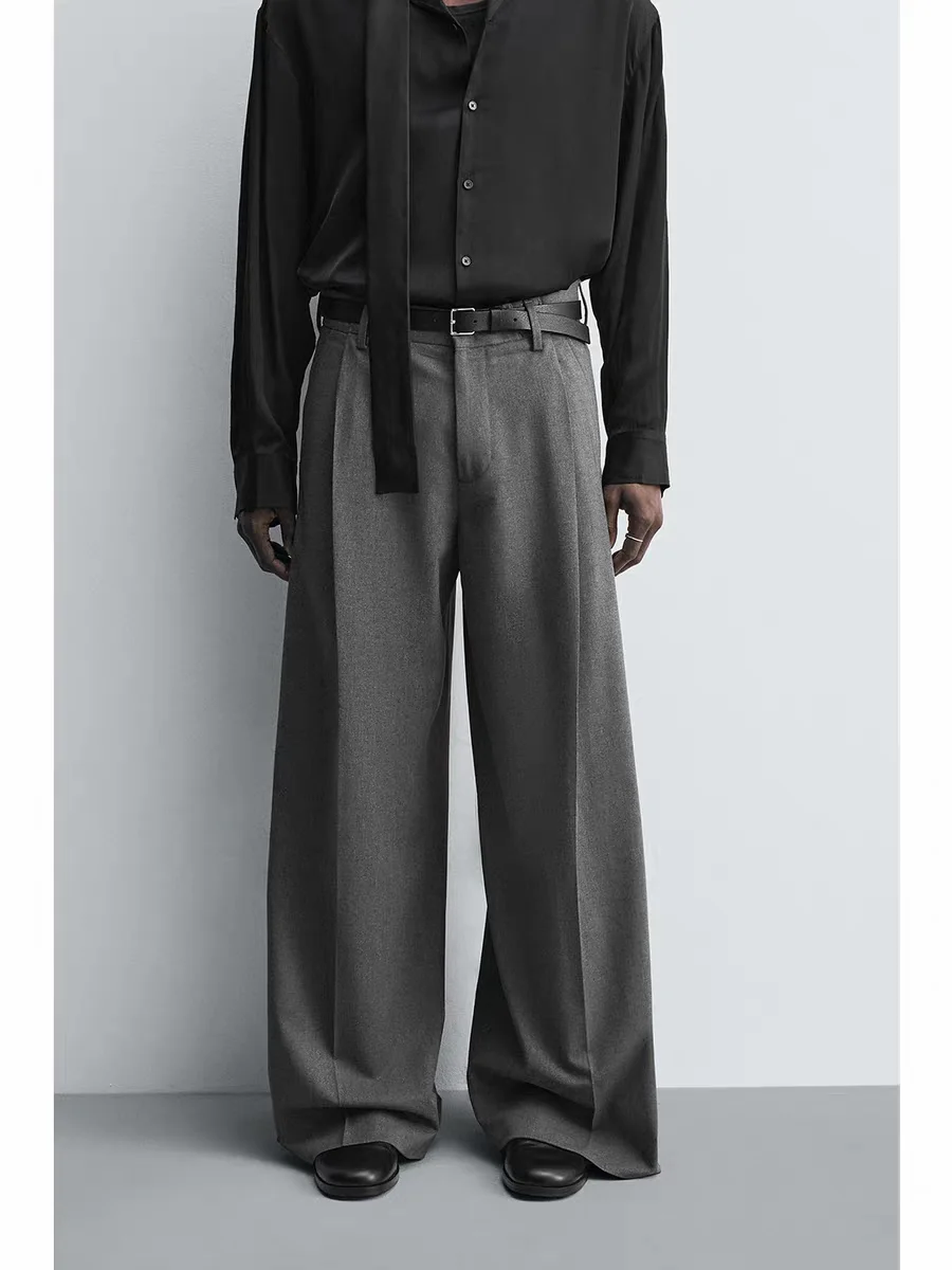 

Men's Faion Ci Wide Leg Pants Autumn New Arrival Loose Fit with kets Pleated Casual Trousers Youth Spring Autumn