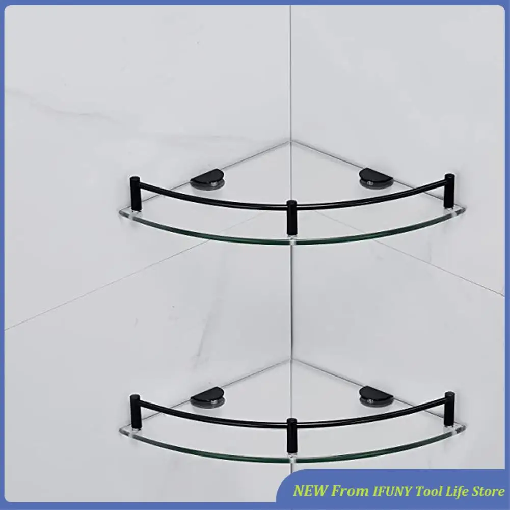 

Bathroom Shelves, 2-Tier Bathroom Glass Corner Shelf Wall Mounted ,Tempered Glass Shelf For Storing Shower Gel/Soap New