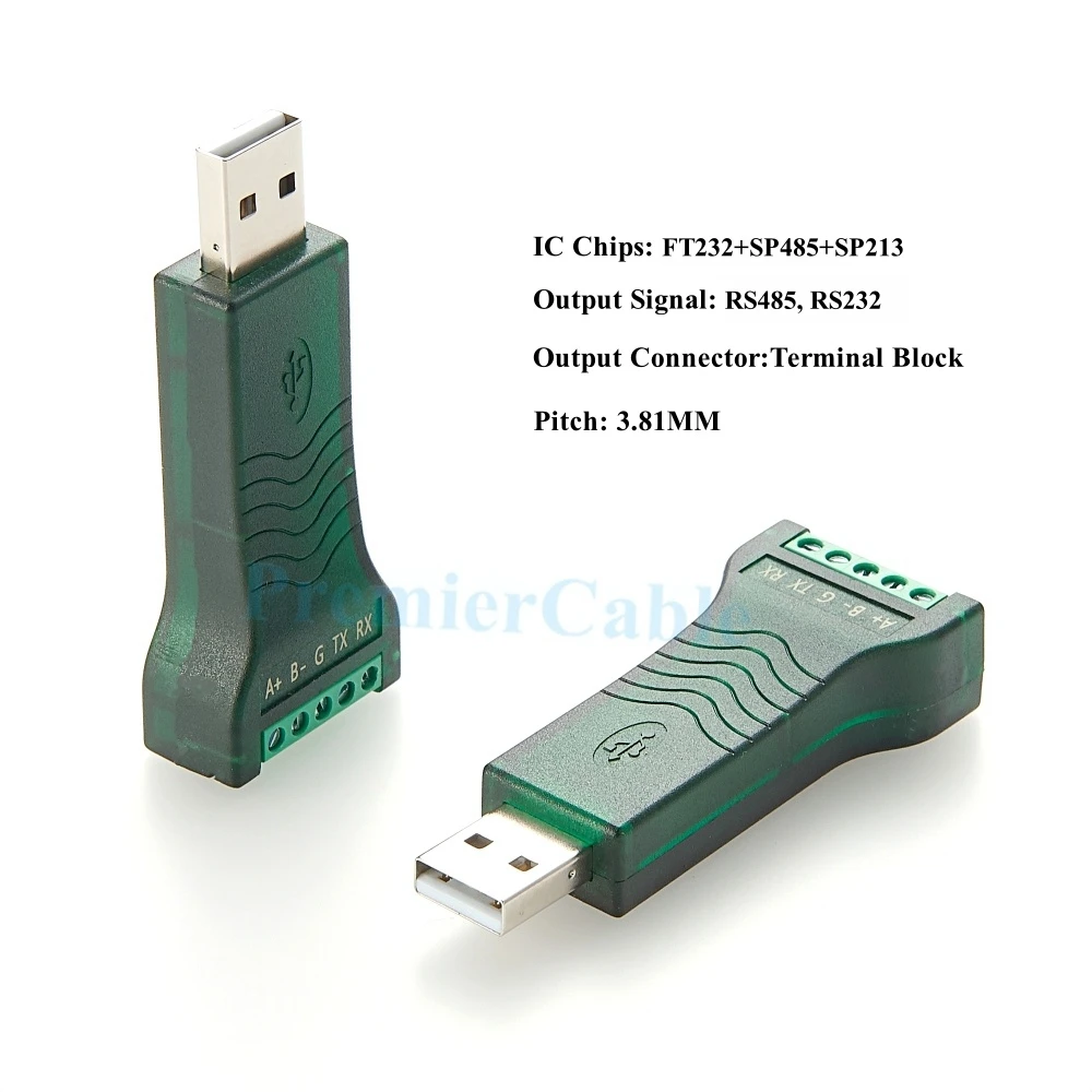 USB to RS485 RS232 Serial Port Converter with Chip USB 2.0 to RS232/485 Signal Adapter Terminal Block for Android/Win11/10/8/7