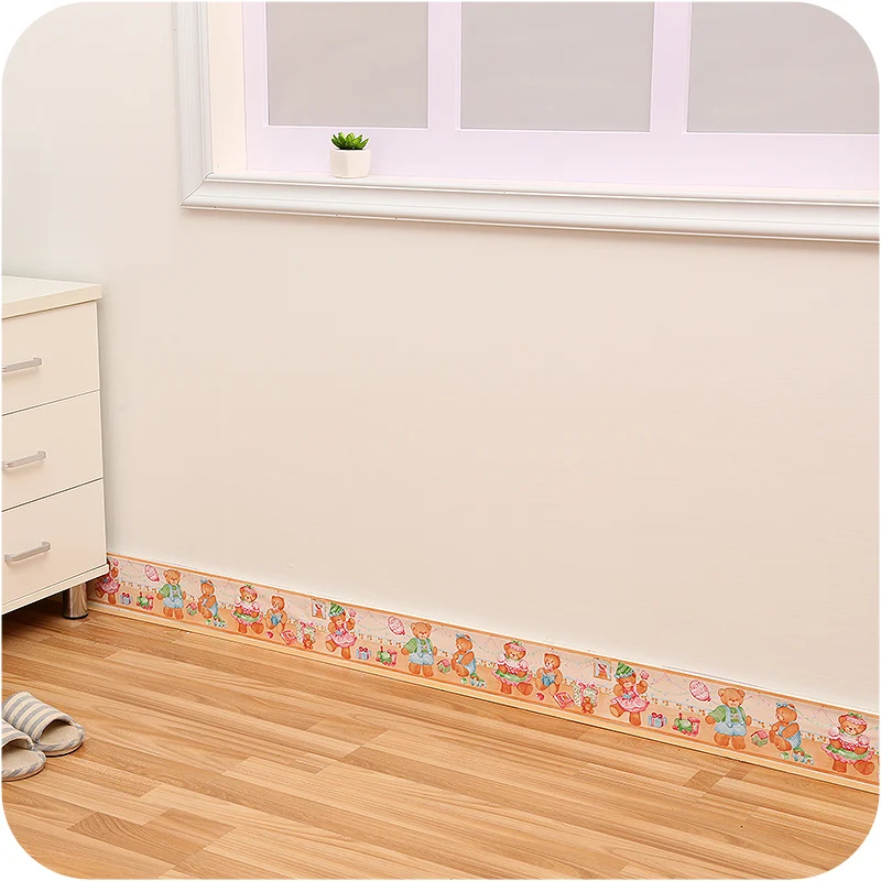 10Meters Kid Room Baseboard Wallpaper Kitchen Bathroom Waterproof Waist Line Tile Stickers Self-Adhesive Cartoon Wall Decoration