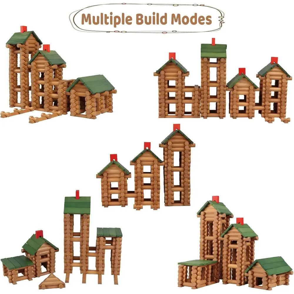 Classico set da costruzione in legno per bambini, 530 pezzi, età 3+, giocattoli educativi e creativi