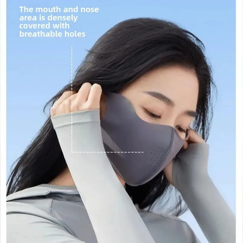 1 Pcs Summer Sunscreen Mask with UV Protection Thin Breathable Ice Silk Eye Corner Protection Full Face Mask for Men and Women