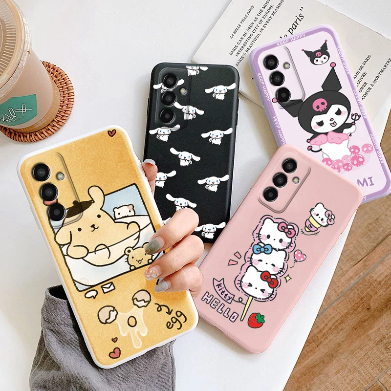 For Samsung Galaxy M13 4G Phone Case Soft Cartoon Lovely Cat Back Cover For Samsung M13 Hello Kitty Soft Caser Sanrio Shell Bag