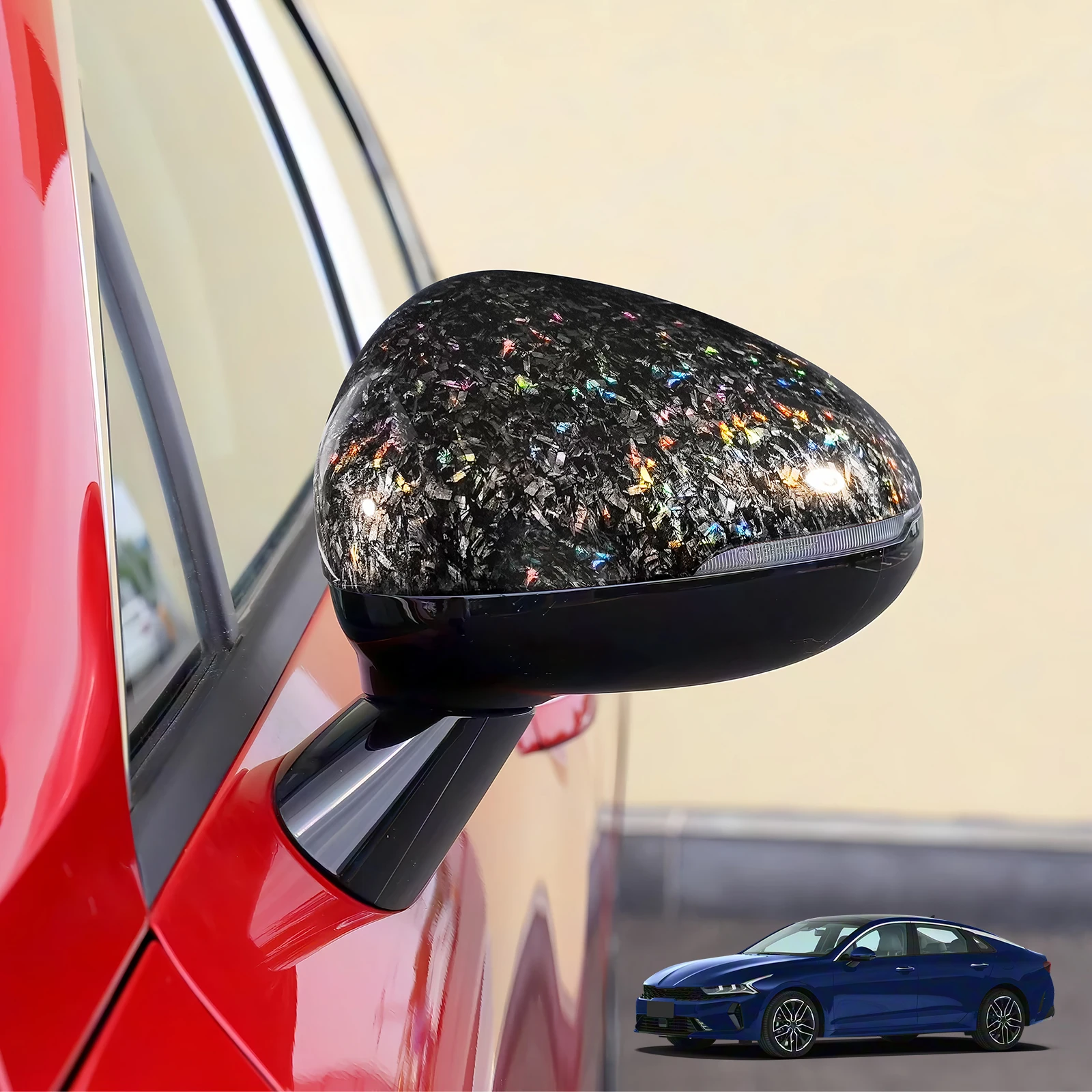 

Rainbow Glossy Laser Forged Car Side Rearview Mirror Decoration Cover For Kia K5 2021-2026 Exterior Refit Accessories