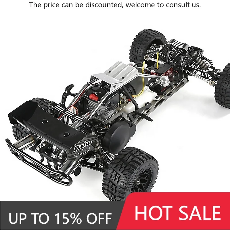 

Rofun Baha 450 2024 1:5 Scale 45CC Engine Nitro Gas Fuel RC Baja Buggy Truck CNC Aluminum Metal 9CH LCD WFLY X9S Remote Control