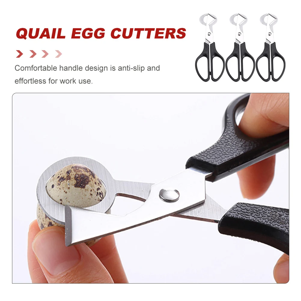 Tijeras para huevos de codorniz, cortador de cáscara de huevo de acero inoxidable, herramienta de corte para huevos duros, tijeras de cocina de Color negro, 3 uds.