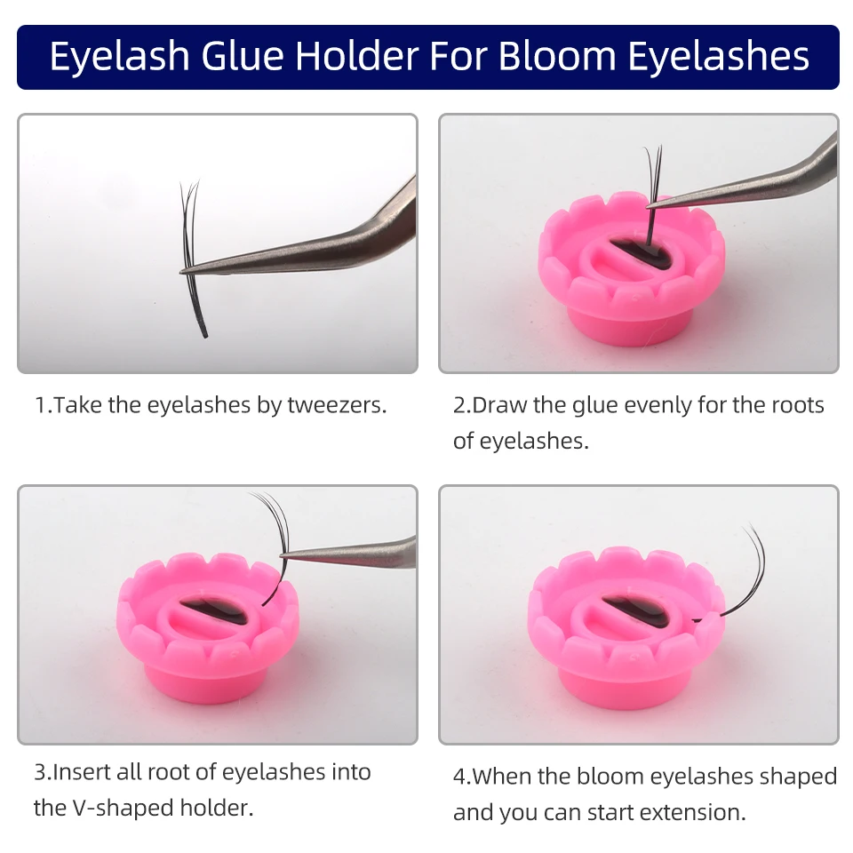 THINKSHOW 50/100pcs Eyelash Blooming Cup Lashes Glue Holder Pink/Clear Planting Grafting Rapid Bloom Flower Glue Makeup Tool