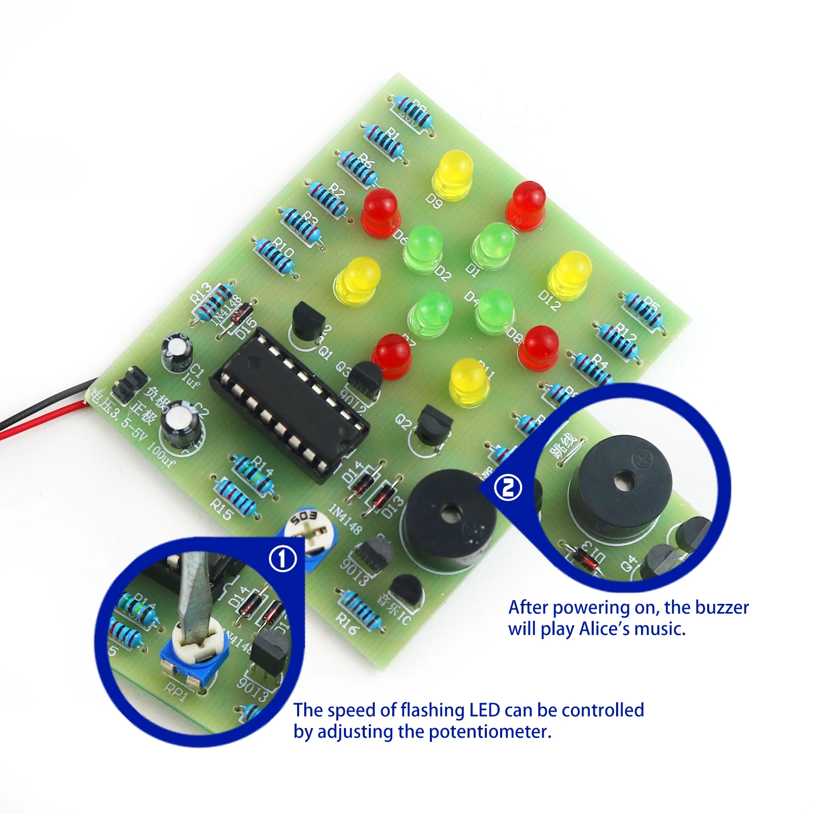 ชุดอิเล็กทรอนิกส์แบบทำมือ CD4060โคมไฟในฝันแผ่นฝึกเชื่อมวงจร PCB วงจรกล่องดนตรี