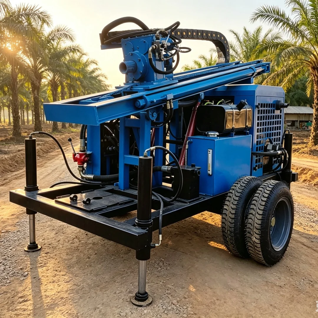 Customized Rural Household Wheel Type Diesel Water Well Drilling Rig | Domestic Drinking Water Well Drilling Equipment