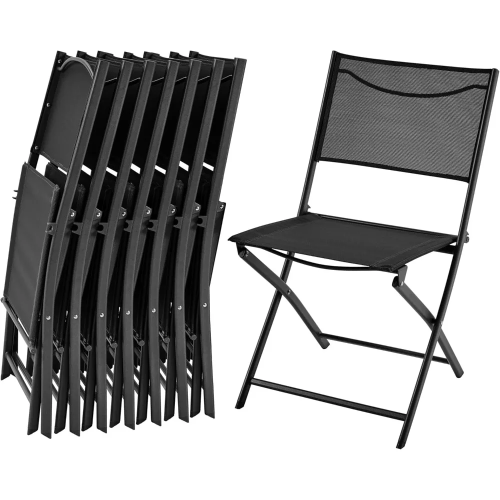 

8 Pack Texteline Folding Chairs for Outside, Portable Lightweight Chair, Large Weight Capacity w/Steel Frame