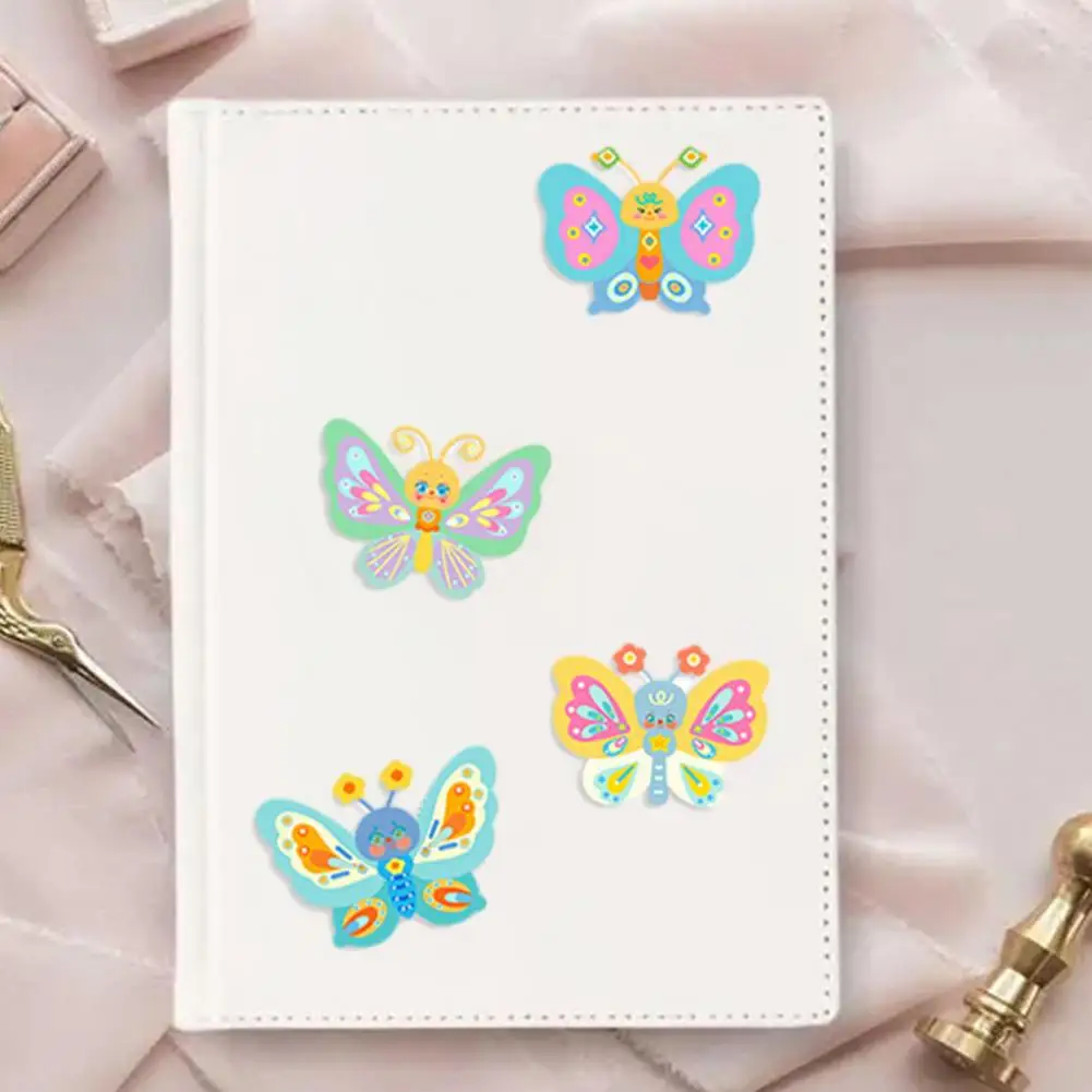 สติกเกอร์รูปผีเสื้อน่ารัก8ชิ้นสติกเกอร์รูปผีเสื้อแบบ DIY มีกาวในตัวสำหรับเคสมือถือแล็ปท็อปสมุดติดรูปเหนียวแข็งแรง