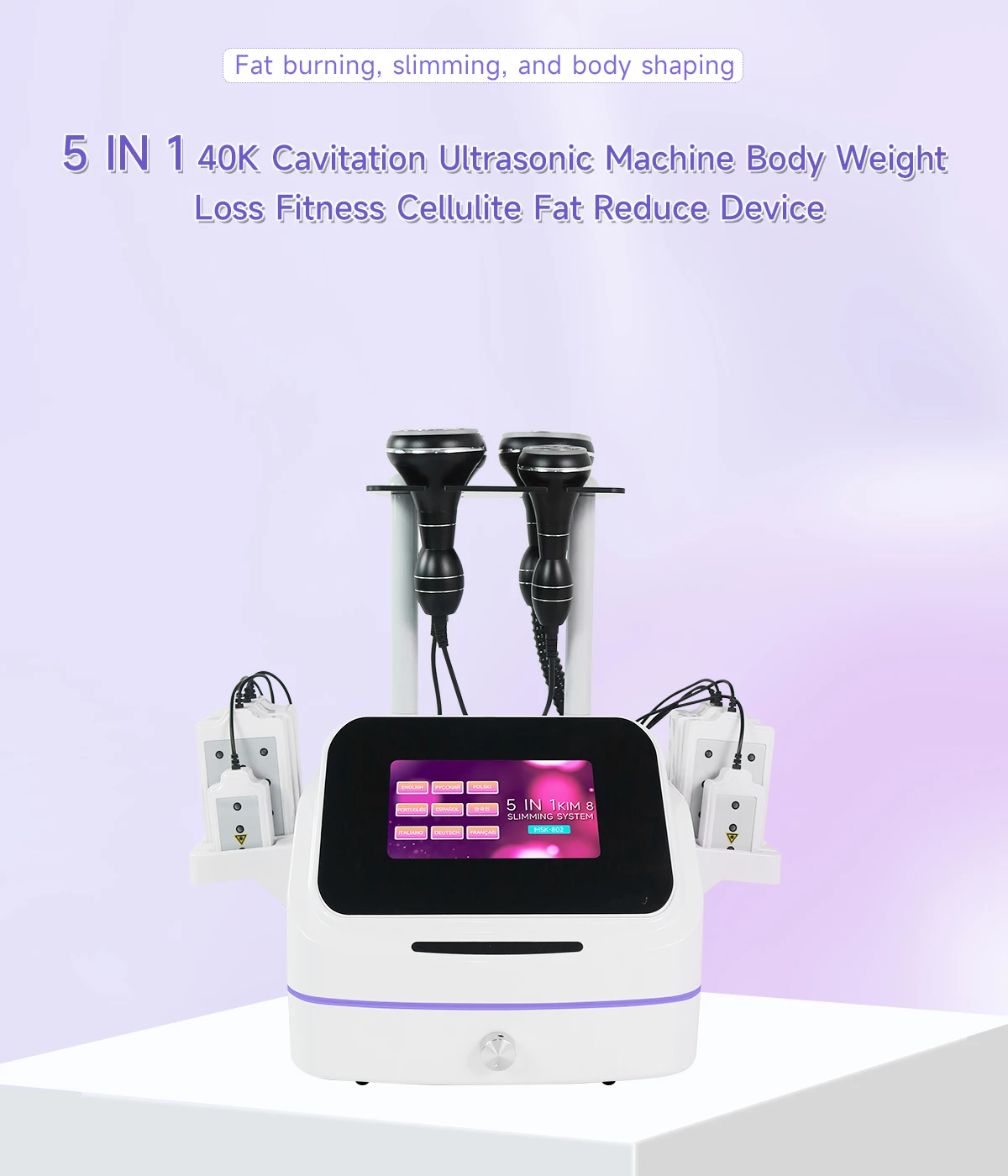 

Аппарат для косметической хирургии 5 в 1, 40K ультразвуковая кавитация, вакуумная радиочастотная терапия, кавитация жира, липосакция, лазерный уход за кожей, аппарат для коррекции фигуры, вакуумный аппарат для формиров