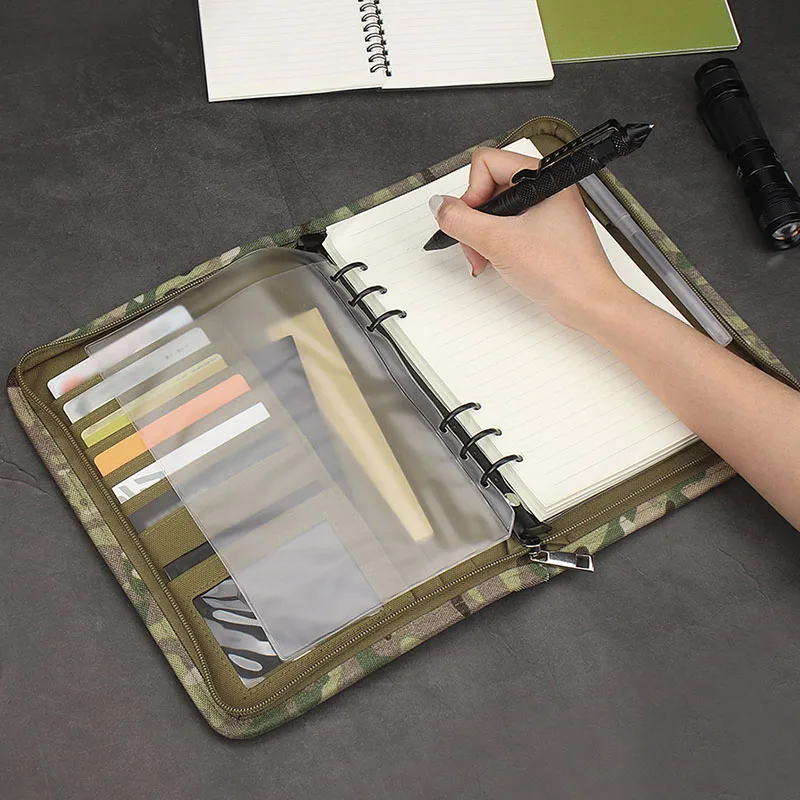 

Outdoor Padfolio Loose-Leaf Binder Outdoor Tactical Notebook Cover Camouflage Notepad Map Edc Utility Tool Case Hunting Camping