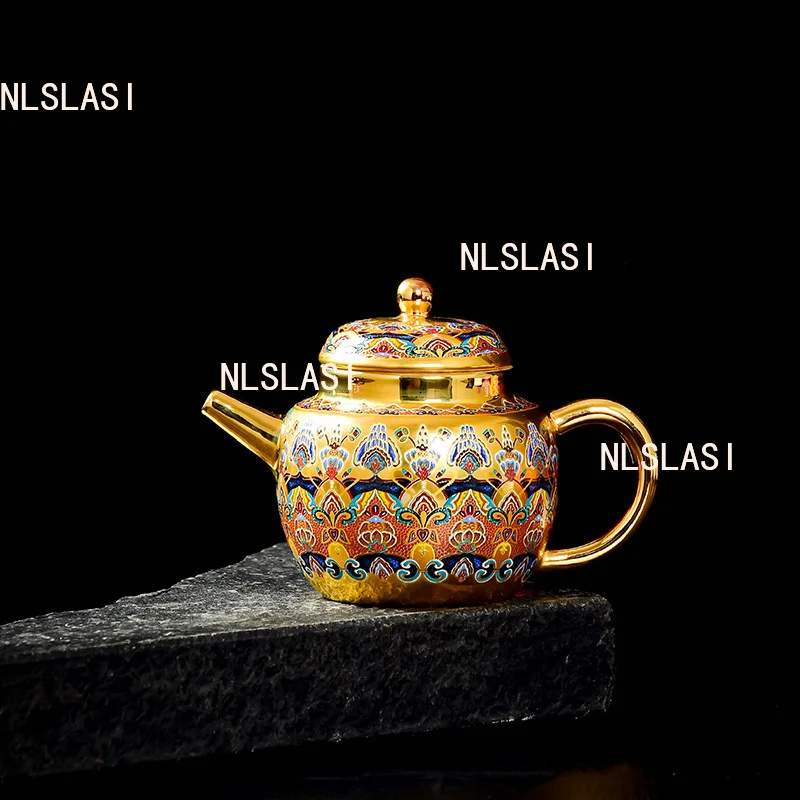 150ml Dunhuang Impression Gilded Teapot Stacked Enamel Colored Tea Infuser Household Gold Small Capacity Ball Hole Teapot