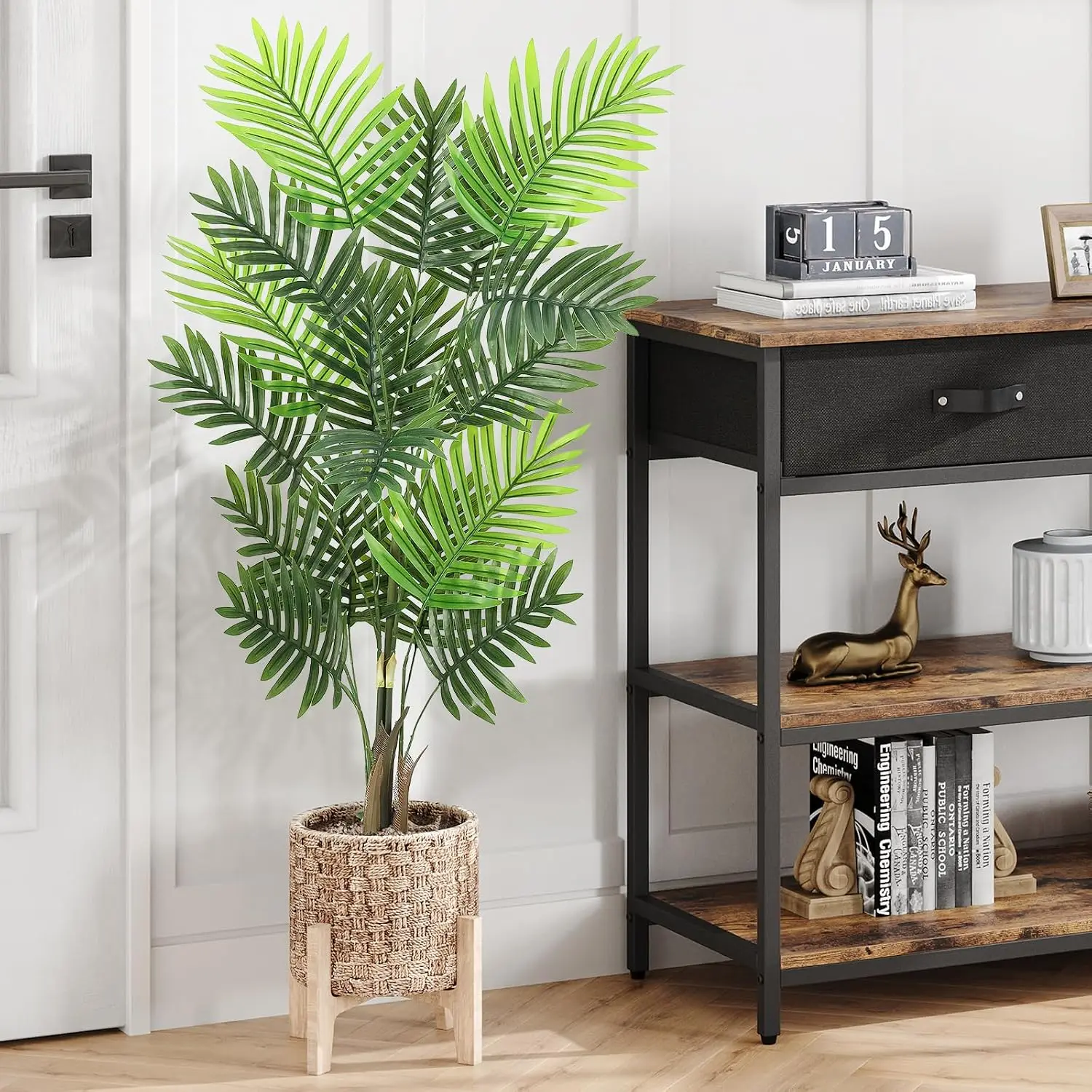 Palmier artificiel de 1,2 m, palmier d’areca artificiel avec 18 tiges, imitation d’écorce naturelle et branches réglables, plante tropicale artificielle en pot pour la décoration intérieure, idéale pour les bureaux et les maisons modernes.