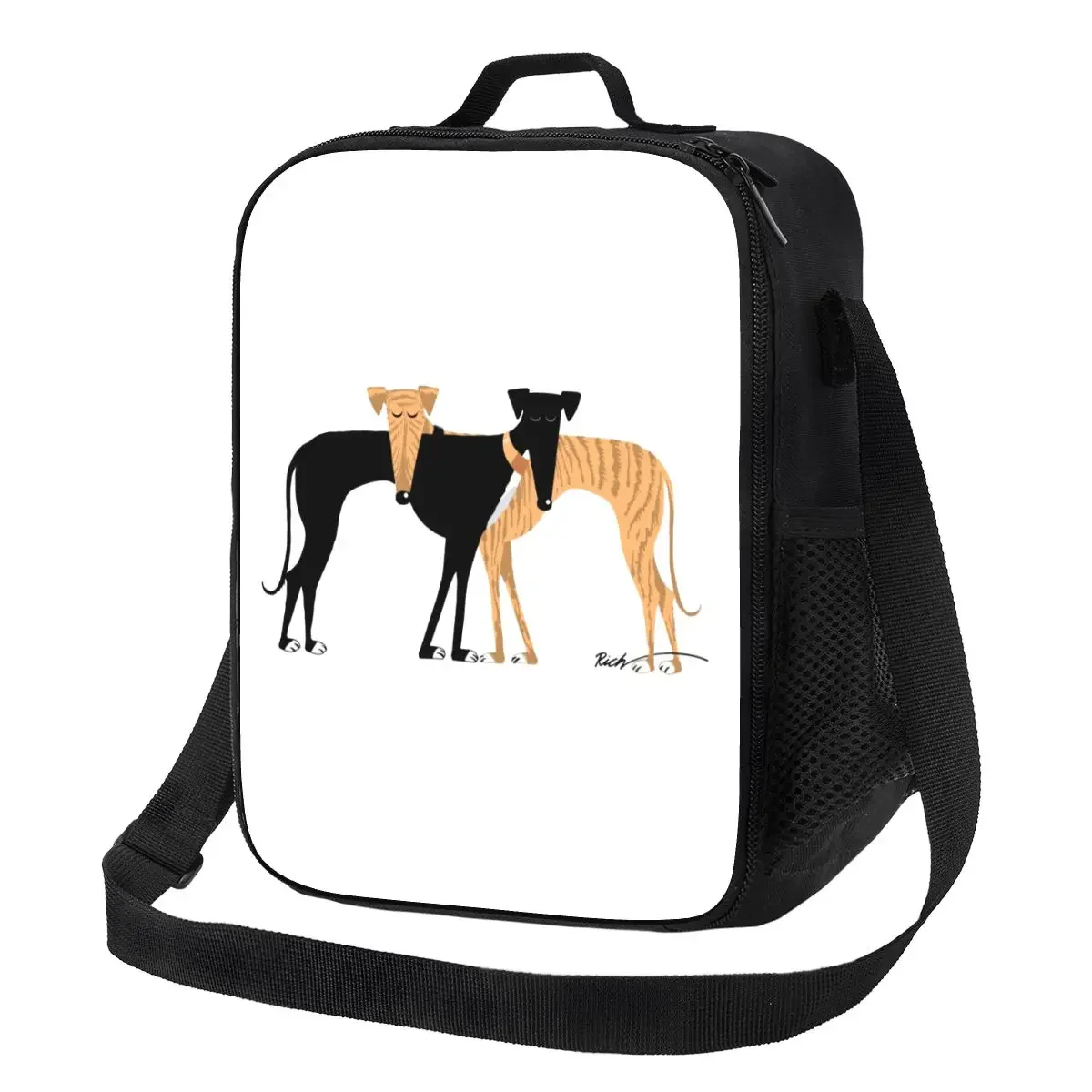 

Greyhound Dog Portable Lunch Boxes Waterproof Head Rest Brindle Hound Thermal Cooler Food Insulated Lunch Bag School Children