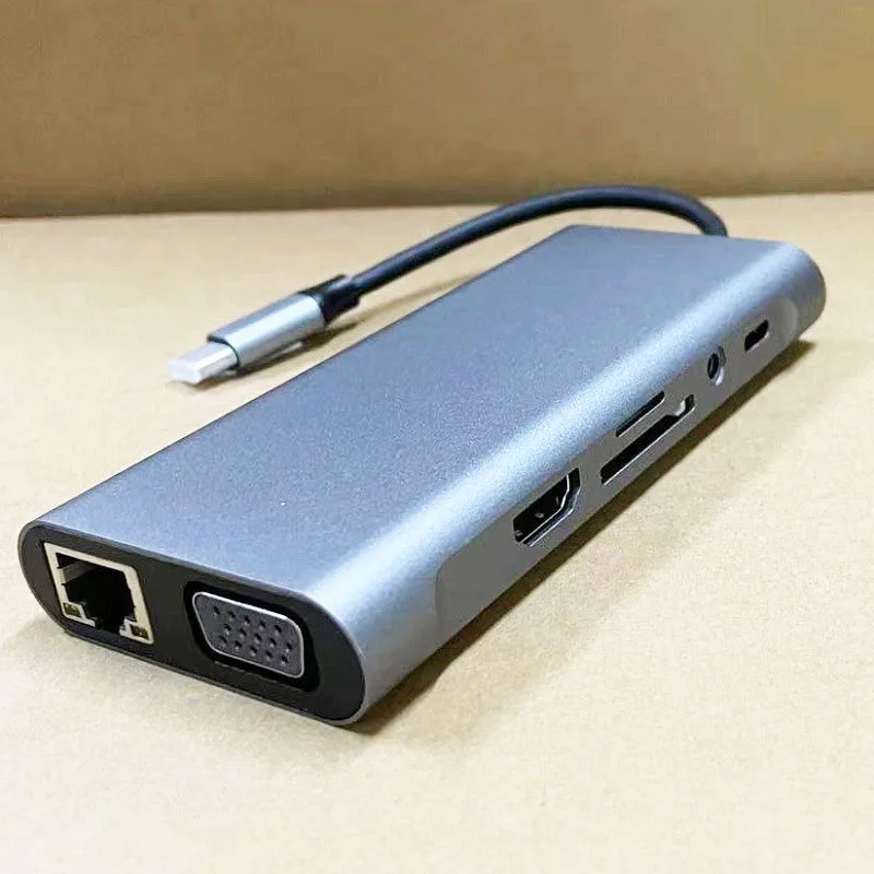 11 in 1 USB C ฮับแยกประเภท C เป็น4K ธันเดอร์โบลท์3 Docking สเตชันแล็ปท็อป PD 87W HDMI-compat Splitter สำหรับ MacBook Pro