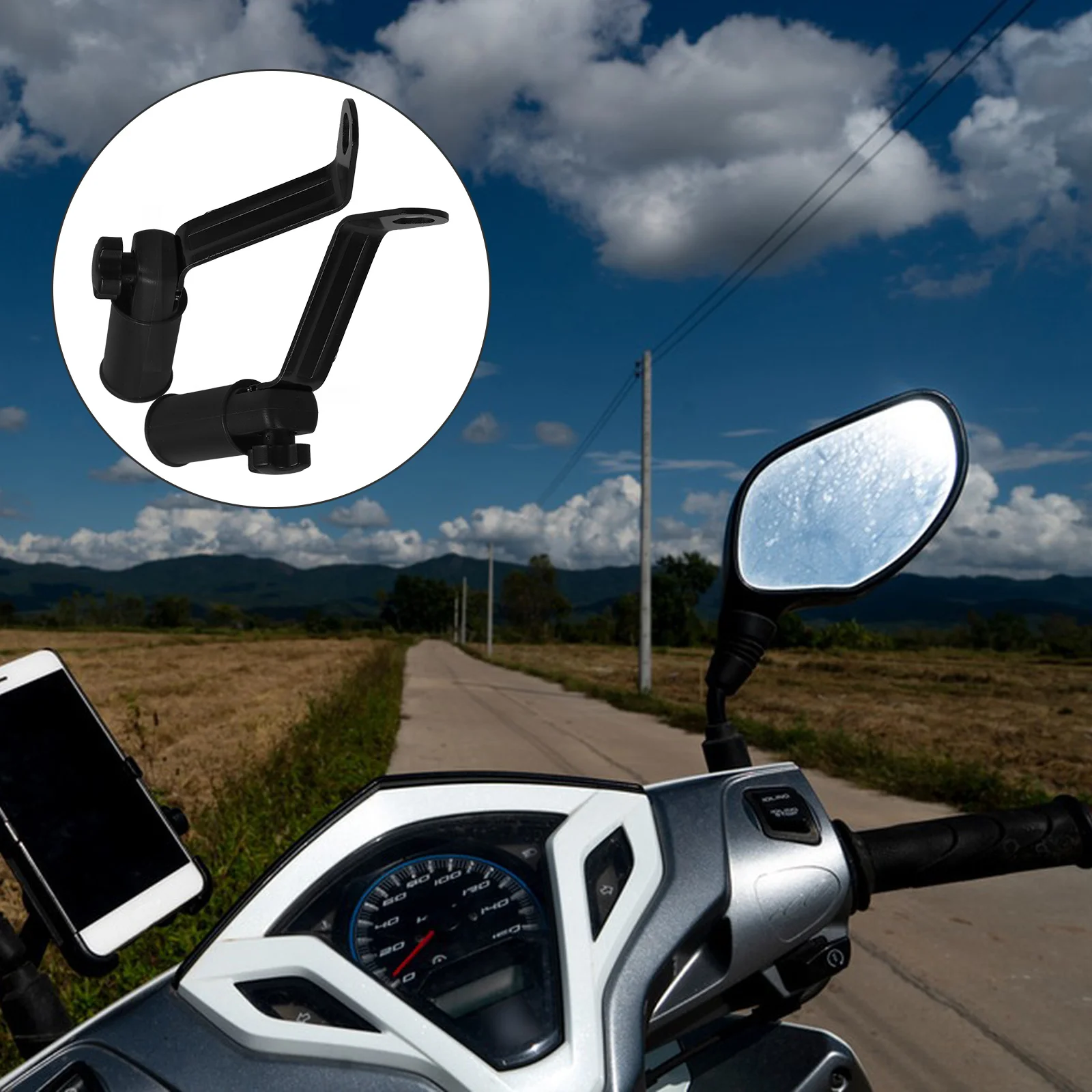 

2 Pcs Motorcycle Sat Bracket Motorbike Rearview Mirror Kickstand Handlebar Satellite