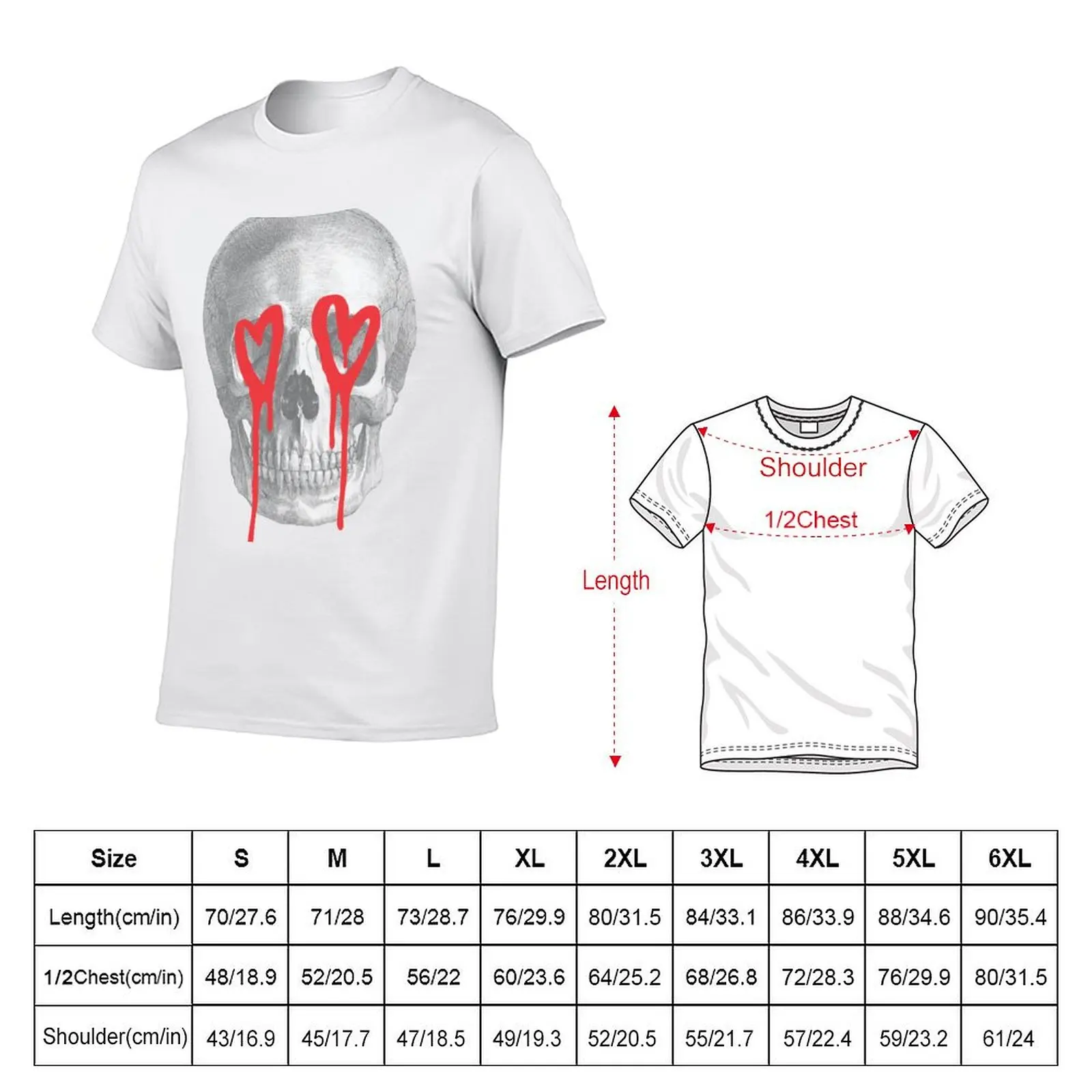 Graffiti Heart Skull T-Shirt man t shirt luxury anime t shirts for man T-Shirt