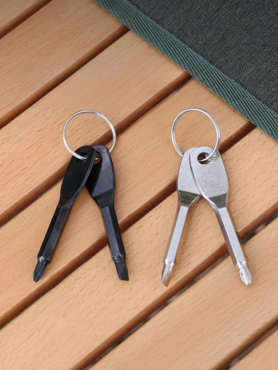 Portable Phillips Slotted Screwdriver Set Key Ring Keychain Mini Pocket Keyring Cross Screw Driver Repair Tool Gadget EDC Small