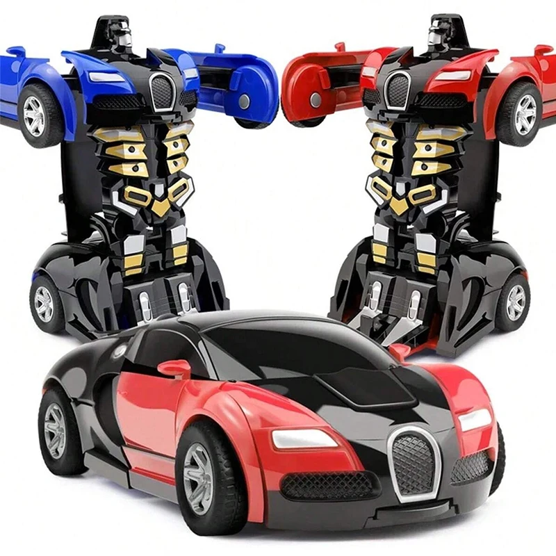 2 In 1 Één-Sleutel Botsing Vervorming Auto Speelgoed Automatische Transformatie Robot Plastic Voertuigen Jongens Speelgoedmodel Auto Kinderen Baby Cadeau