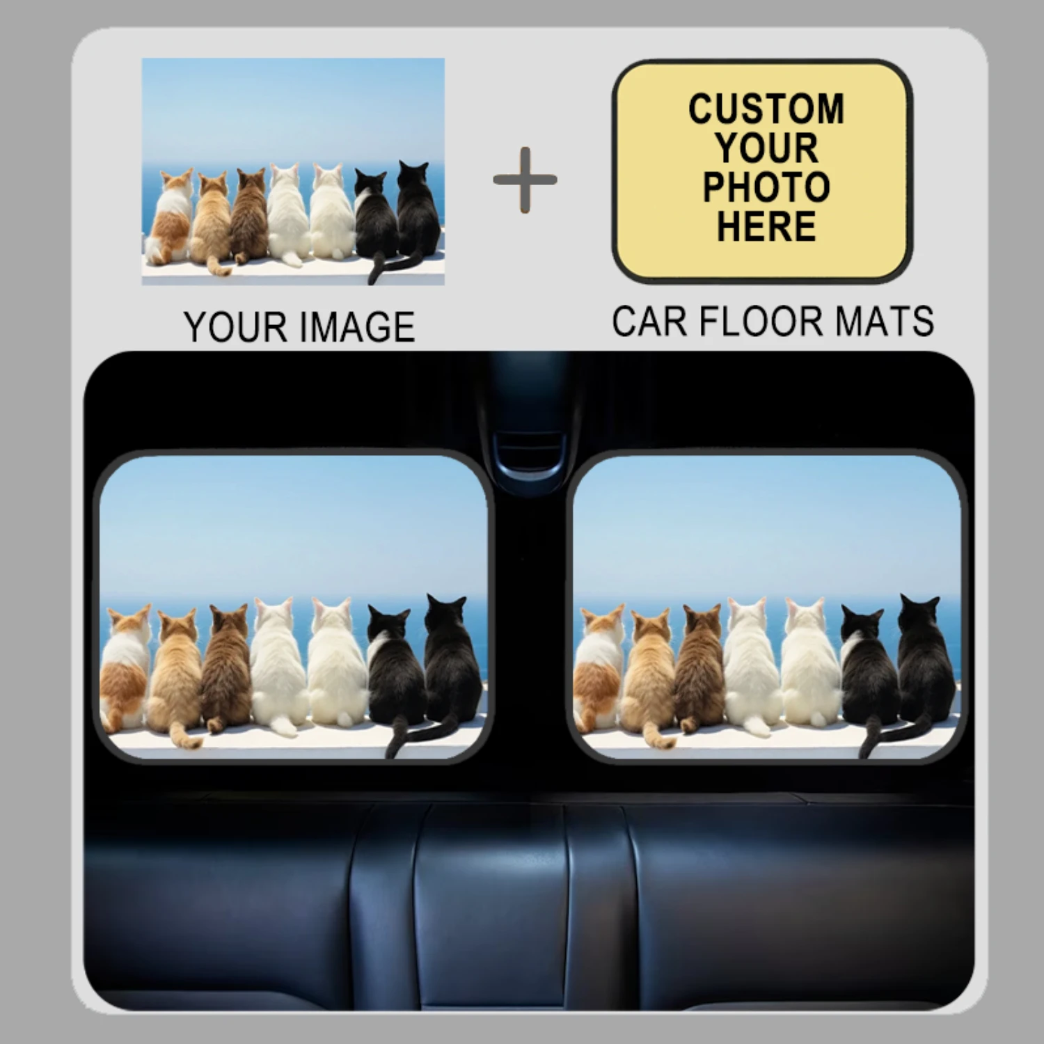 2pcs Custom Car Floor Mats with Your Images, Durable and Provide Lasting Protection for Car Interior, Easy To Clean