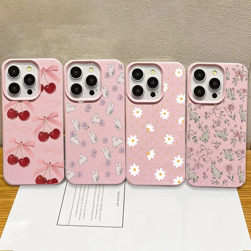 Fashion Pink Flowers Phone Case For Samsung Galaxy S26 S21 S22 S23 S24 S25 Plus Ultra FE A05 A05S A06 Shockproof Leather Cover