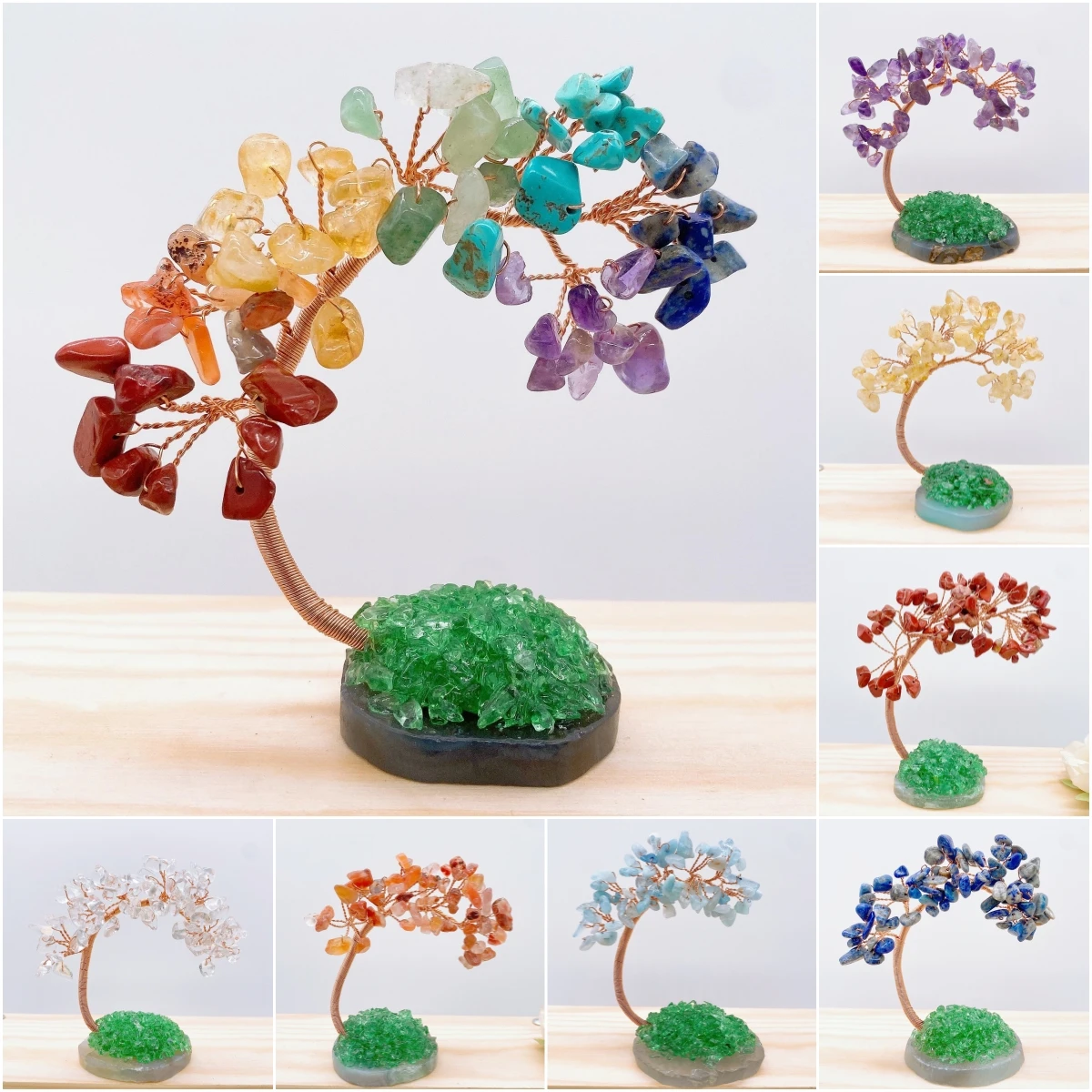 Natural Amethyst Gravel Tree Specimen Crystal Quartz Stone Agate Base Lucky Tree Crafts Home Decoration DIY Gift Souvenir