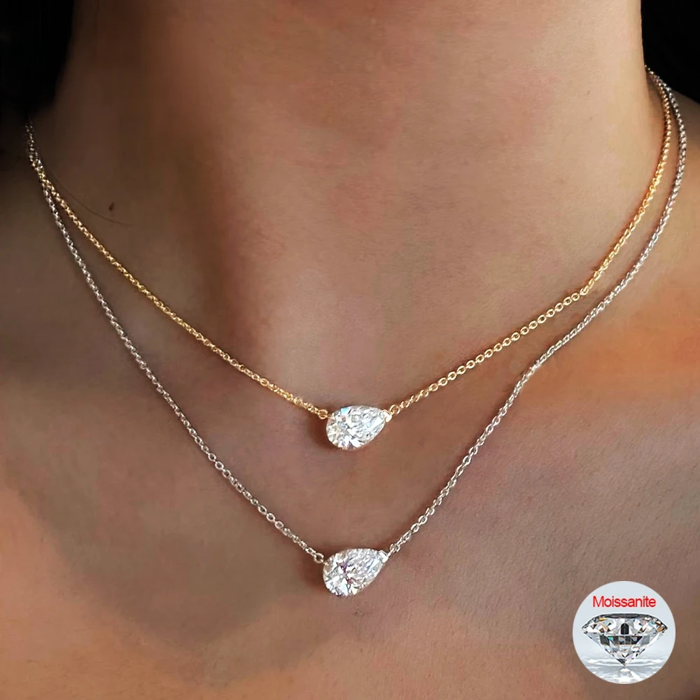 

1/2 Carat Pear-Cut Moissanite Pendant Necklace, S925 Sterling Silver Fashionable Women's Jewelry Gift