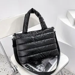 Winter Down Tote Bag for Women Puffer Handbag Trendy Chic Puffy Top Handle Bag Quilted Padded Shoulder Bag Designer Shopper Bag