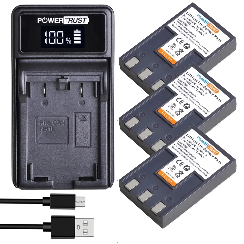 1600 mAh NB-1L NB-1LH Bateria NB 1L 1LH NB1L NB1LH Pil + LED Şarj Cihazı Canon S100 S110 S230 S400 S410 Dijital Kameralar