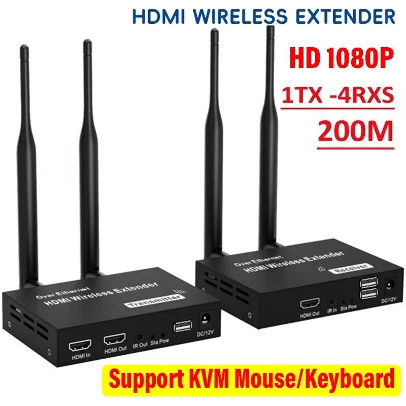 HDMI Wireless Extender 5.8G HD Transmission Projector 200M 1080P Wireless Video Extension for PC Laptop TV Projector Monitor