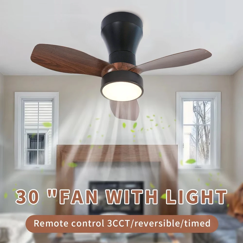 天井小型三葉シーリングファンライト-リモコンと照明付き-寝室-ダイニングルーム-キッチン-サイレント-led-ファンライト