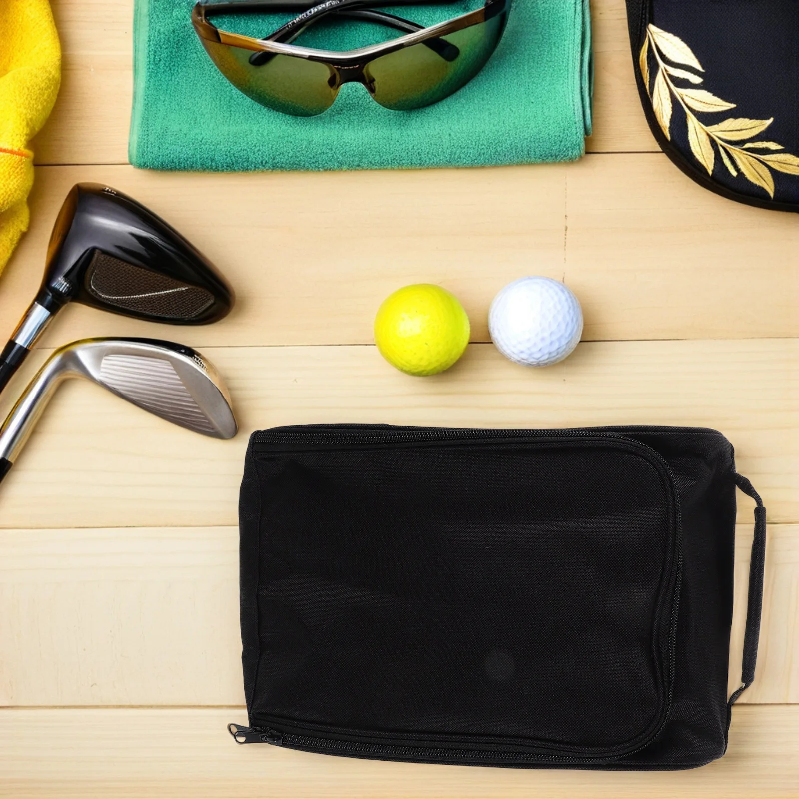 Golf Shoe Bag Zippered Carrier with Handle Side Ventilation for Socks Tees Sport Golf Baseball Soccer Accessory Travel Organizer