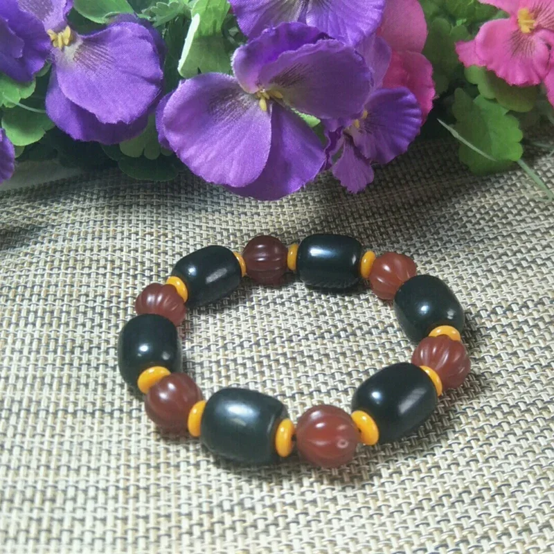 Natural Hetian Jade Hand carving Pumpkin beads Jade Bracelet Jewelry Fine Jewelry Lucky Safety Auspicious Amulet Jade Bracelet