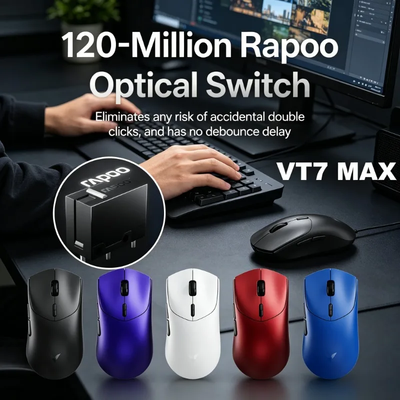 Rapoo VT7 MAX VT7 True 8K Wireless Polling Rate Gaming Mouse 53g Ultra Lightweight 750Hr Battery