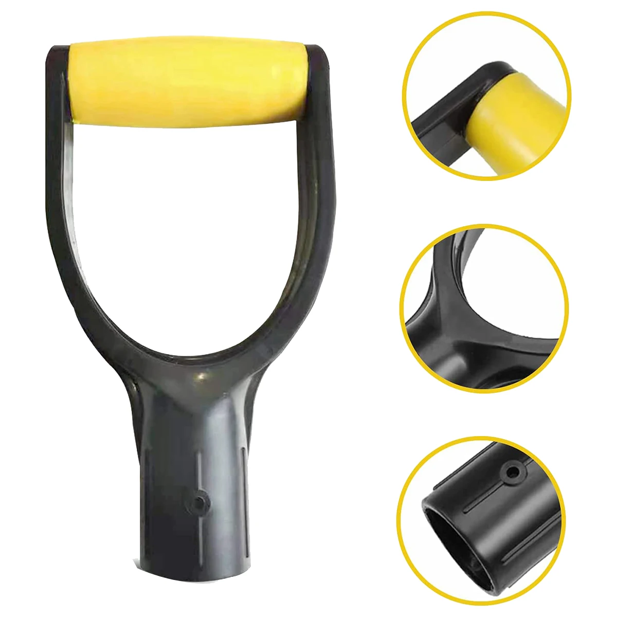 Abzv-alça de pá de plástico, alça d, alça de pá de neve de 32mm de diâmetro interno, escavação de colher de neve de pá (amarelo)