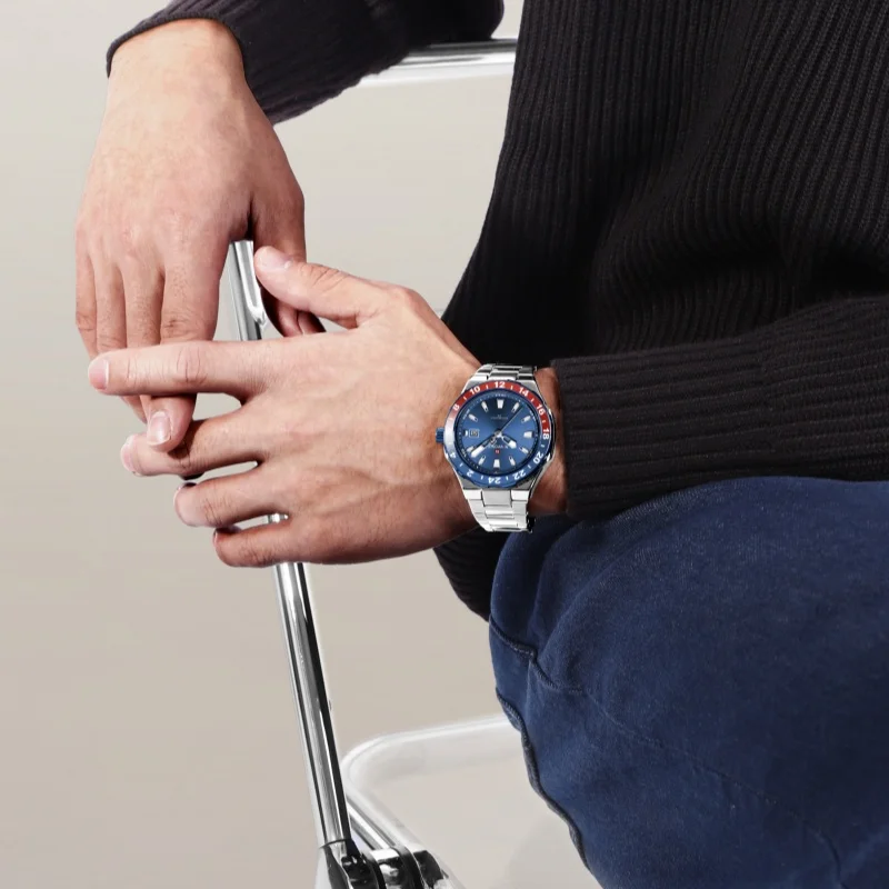 NAVIFORCE 9249, модные брендовые кварцевые часы для мужчин, светящийся календарь, водостойкий ремешок из нержавеющей стали, повседневные элегантные мужские часы