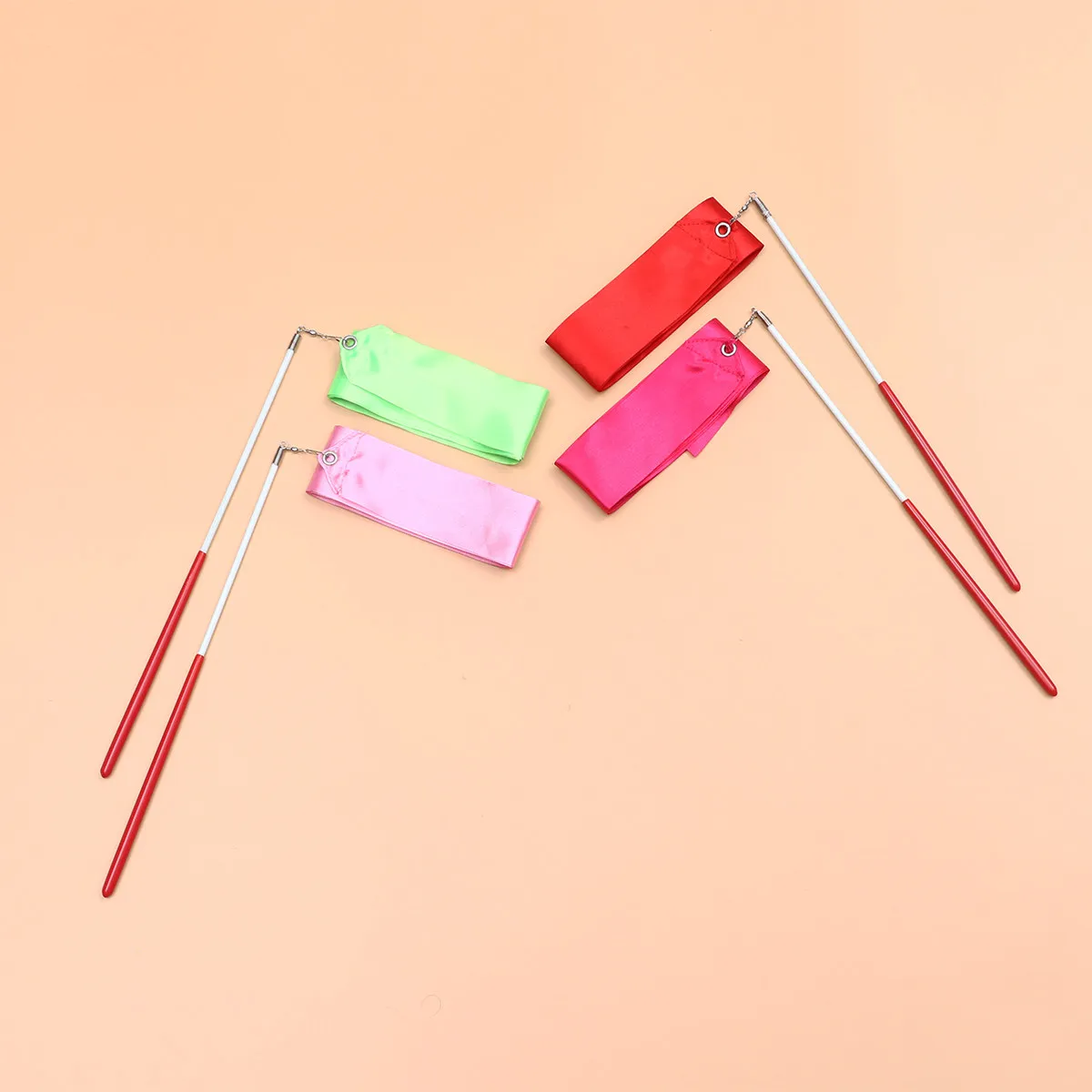 

Набор из 8 разноцветных лент для художественной гимнастики из премиального материала: розовые, ярко-красные, зеленые для детских тренировок и танцев