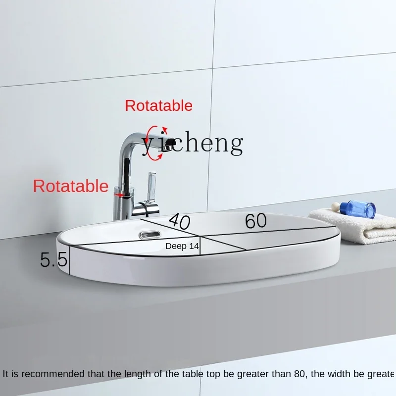Полувстроенная раковина YY, раковина для керамического стола, овальная раковина