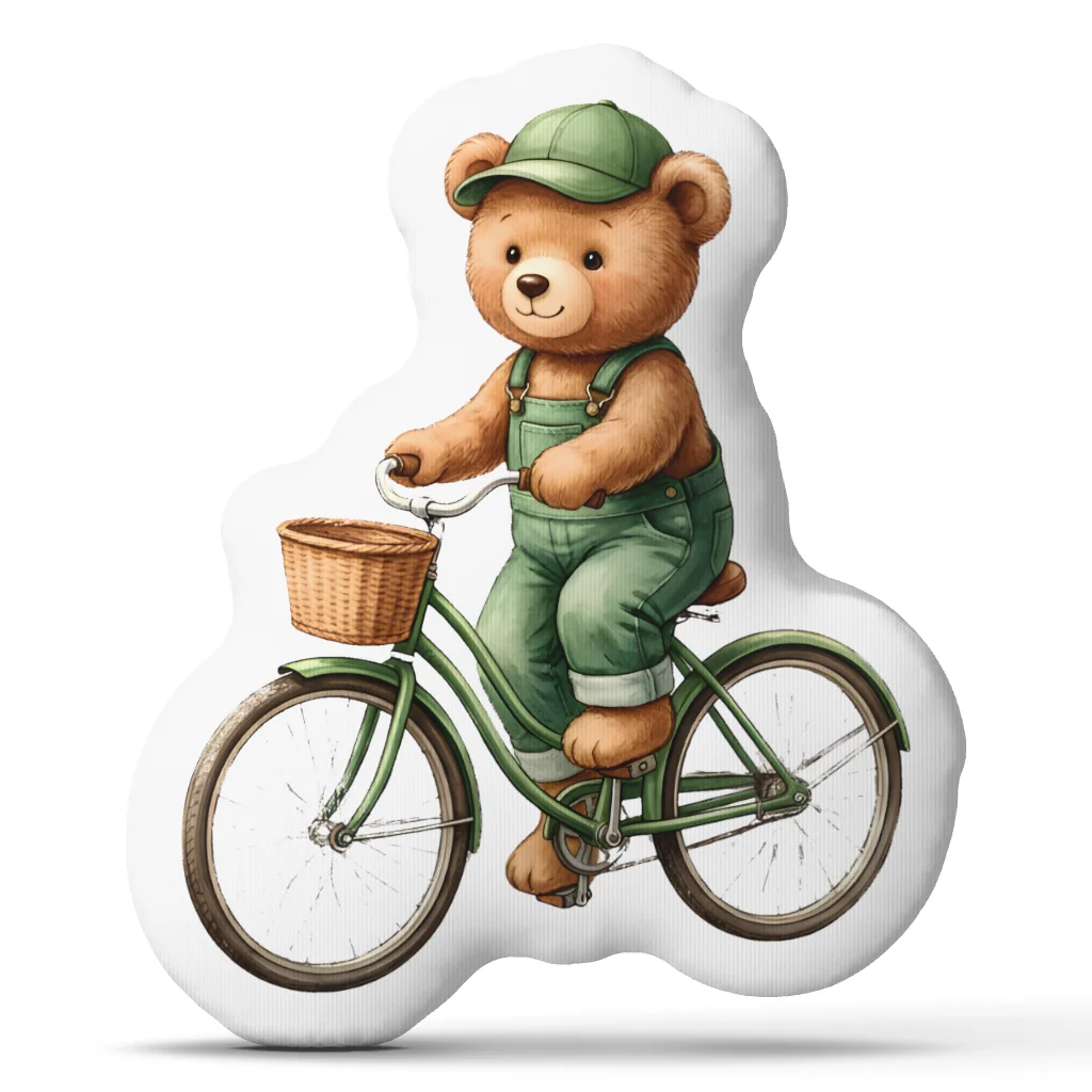 Teddy Bear Cycling Bicycle Bncmap Cushion Irregular Stuffed Throw Pillow Home Decor Gift Sofa Bed