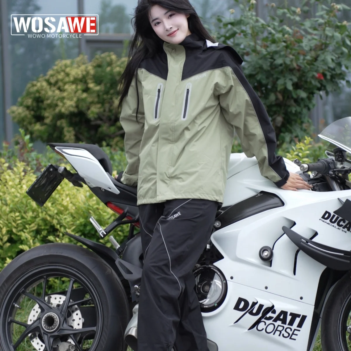 

WOSAWE Motorcycle Riding Raincoat Outdoor Motorcycle Travel Hiking Hiking Multi-Purpose Raincoat Split Raincoat Reflective