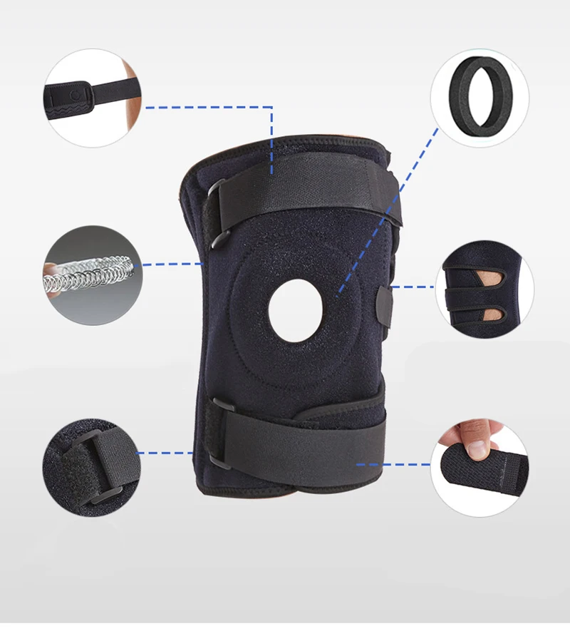 XL-8XL Große Sport-Kniebandage mit verstellbarem Riemen, Silikon-Feder-Kniestütze, Patella-Schutz, Knieschoner zum Laufen, Wandern – Detail 4