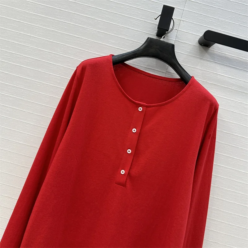 Camiseta para mujer, novedad de primavera 2026, top ajustado de punto elástico, top de manga larga para mujer, jersey de cuello redondo de mezcla de algodón, ropa y2k