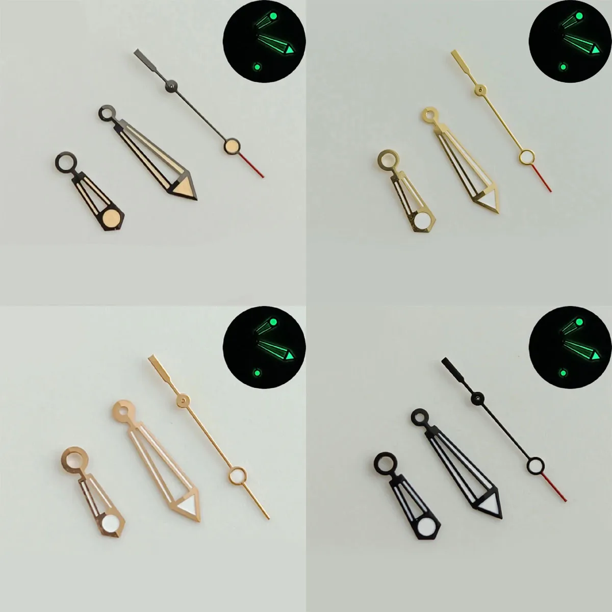 NH35 الأيدي ارتفع الذهب والفضة ساعة سوداء الأيدي الخضراء مضيئة ل NH35 NH36 2836 2824 8205 8215 نوتيلوس الأيدي الساعات مؤشرات