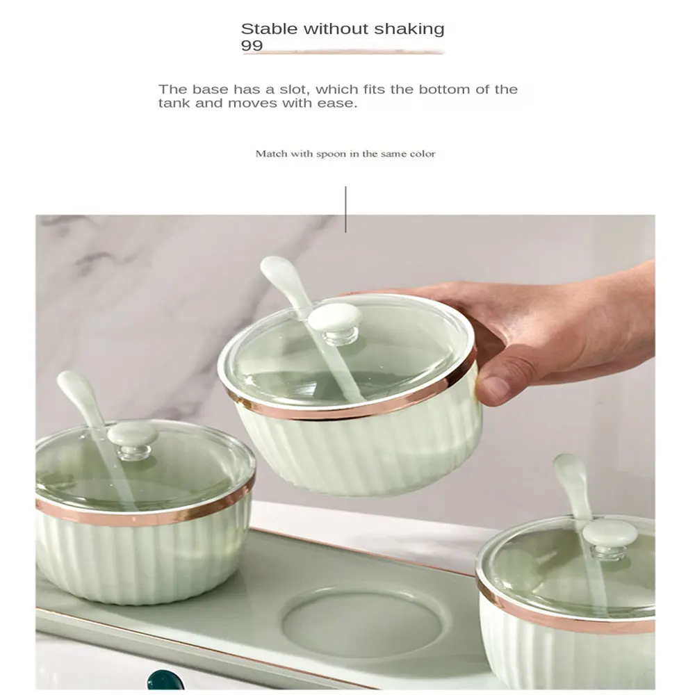 Household Seasoning Box With Dustproof Cover Large Capacity Solid Kitchen Gadgets Seasoning Pot Set Stable And Not Shaking