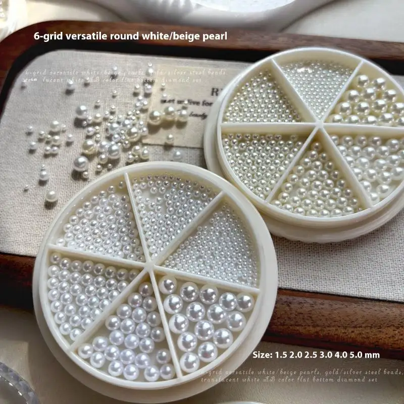 1 صندوق 6-شبكة مزيج صغير لؤلؤة وخرز الكافيار الفولاذ المقاوم للصدأ-فضي/ذهبي مسمار فني ديكور أحجار الراين لتلميع جل الأشعة فوق البنفسجية #5