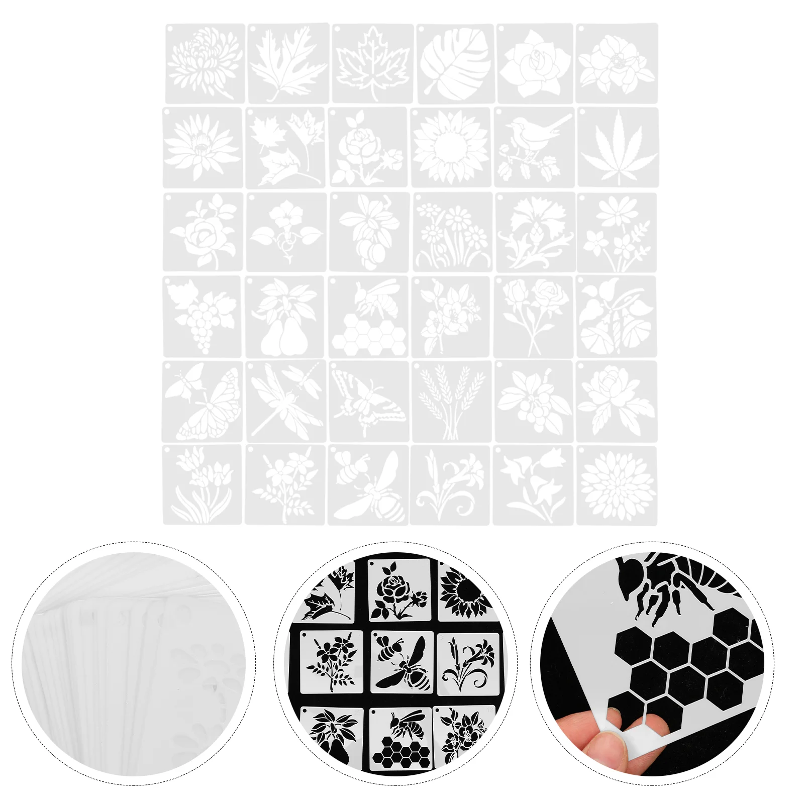 Plant Decor Flower Drawing Stencils Flowers and Birds Grass Template Painting Plants