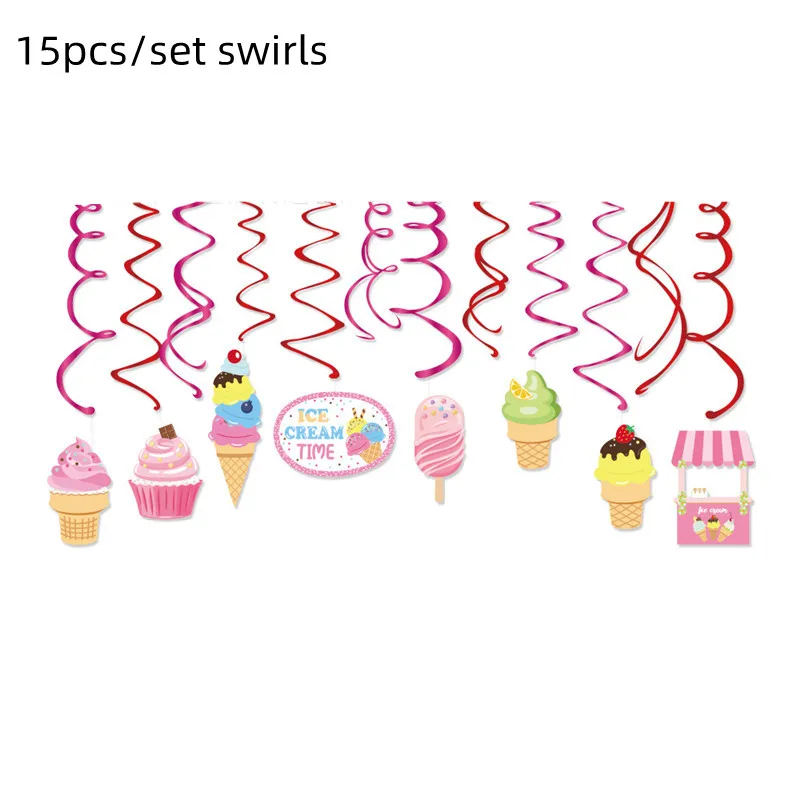Eis Geburtstag Party Dekoration Kinder Spielzeug Baby Dusche Einweg Geschirr Papier Platten Tassen Luftballons Banner Partei Liefert – Detail 9