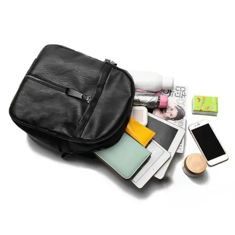 

Vintage PU Leather Travel Women Shopping Backpack Student School Bags Large Capacity Schoolbags Women Travel Zipper Rucksack